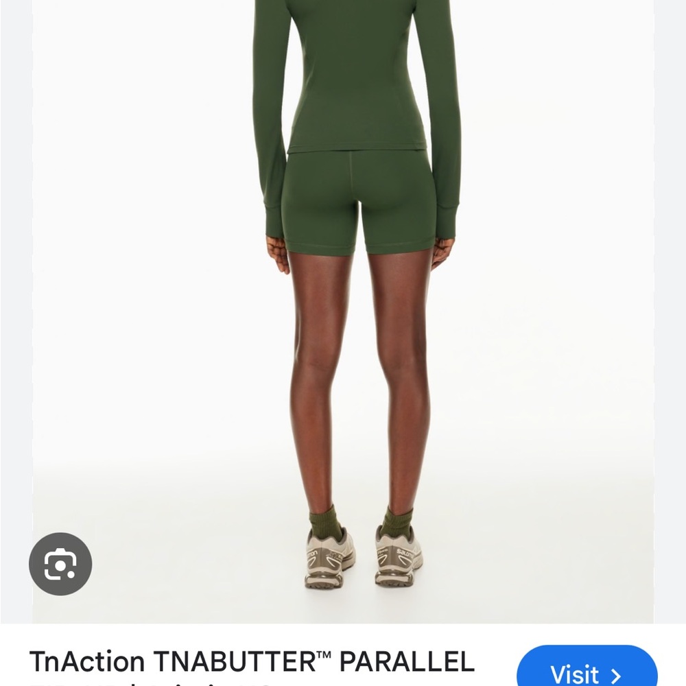 TNA SET Olive Green Bike Shorts and zip up jacket